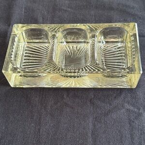 Vintage Pressed Glass 3 Section Desk Accessory Tray